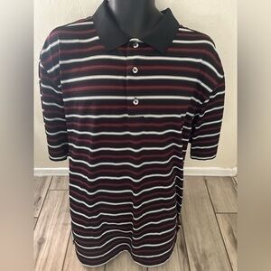 Men’s used Monterey Club polo shirt red black stripe Size XXL 2XL